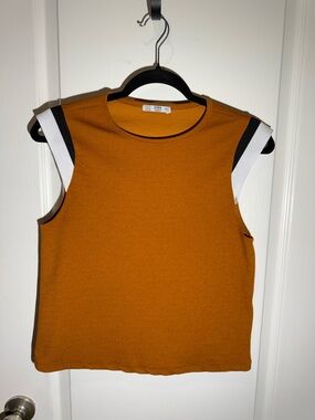 ZARA Sleeveless Burnt Orange Amber Tank with Contrast Trim